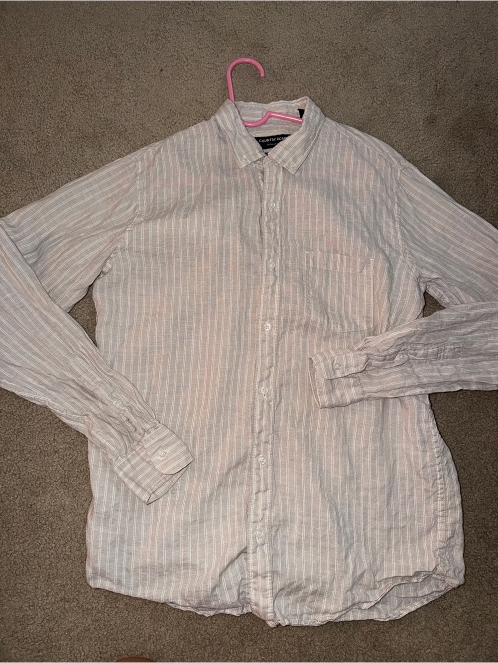 Country Road Men's Long-Sleeve Organic Linen Button-Down Shirt men’s medium